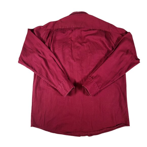 Wrangler Shirt Men Medium  Red Long Sleeve Button Snap Collared Mid Weight - Picture 2 of 8